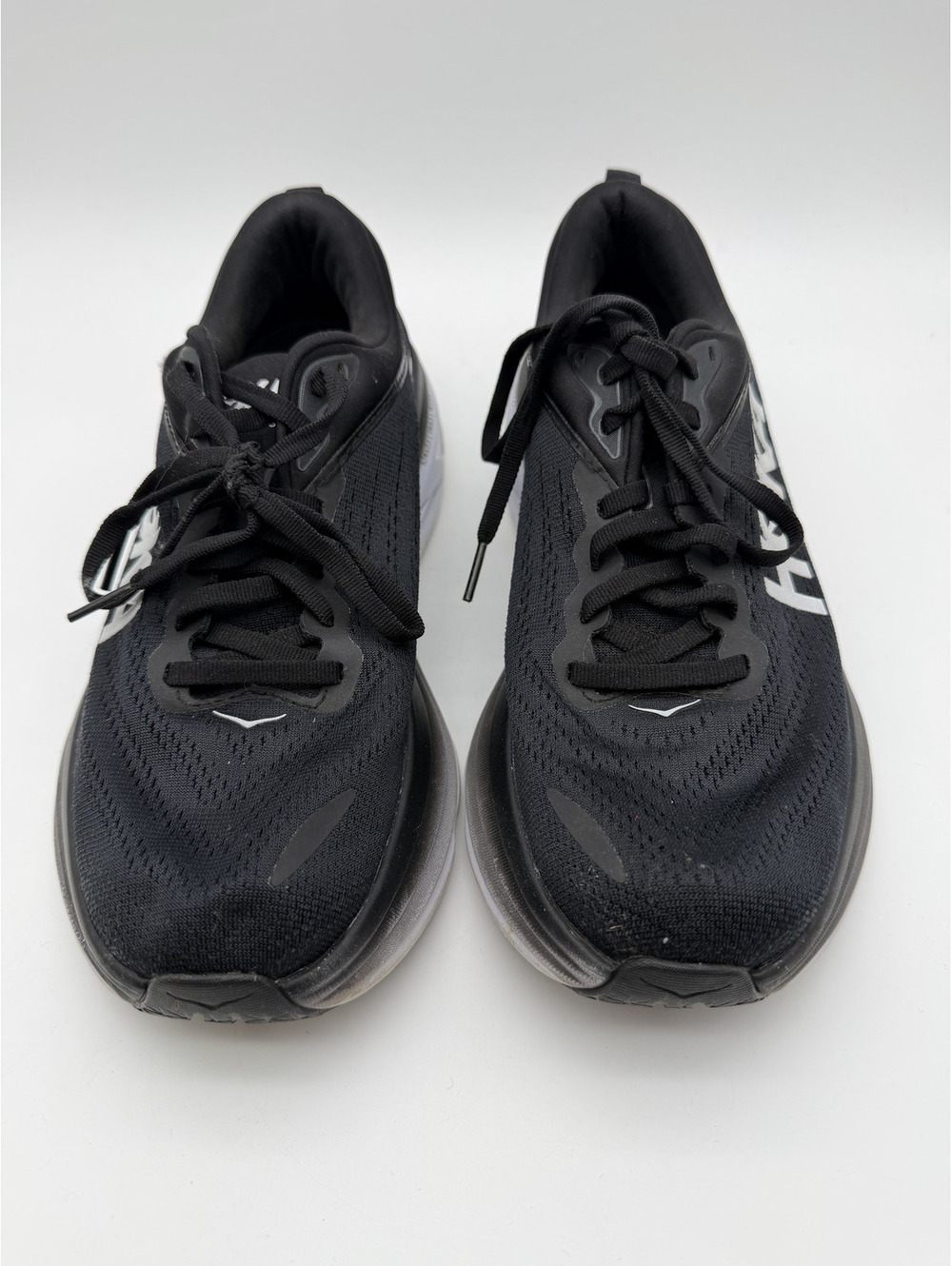 Hoka Bondi 8 Black White Athletic Running Shoes Size 8